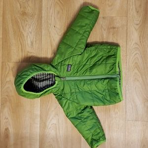 Reversible green Patagonia puffer jacket